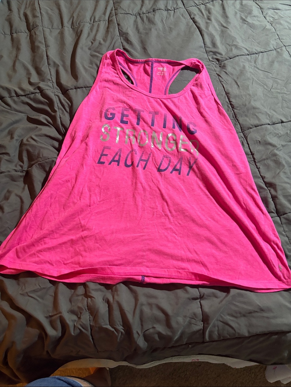 Danskin Hot Pink Racerback Tank with Motivational Front Print